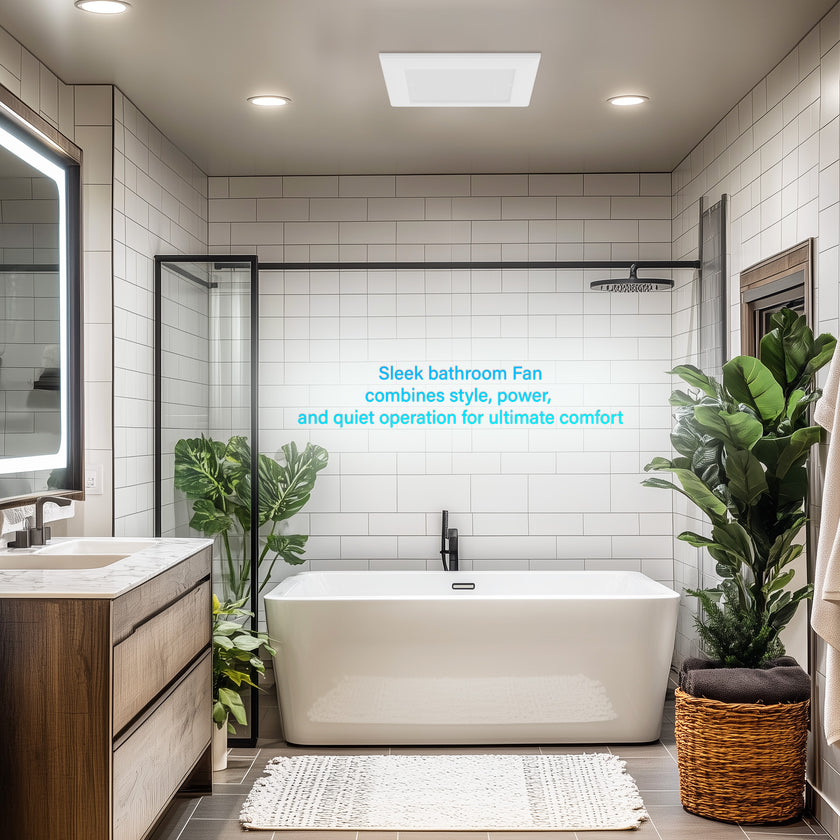 JULLISON Ventilation Fan With Grille for Bathroom and Home, 100CFM, 25W Ceiling Mount Shower Exhaust Fan, 120V, White, Wet Rated, ETL Certified