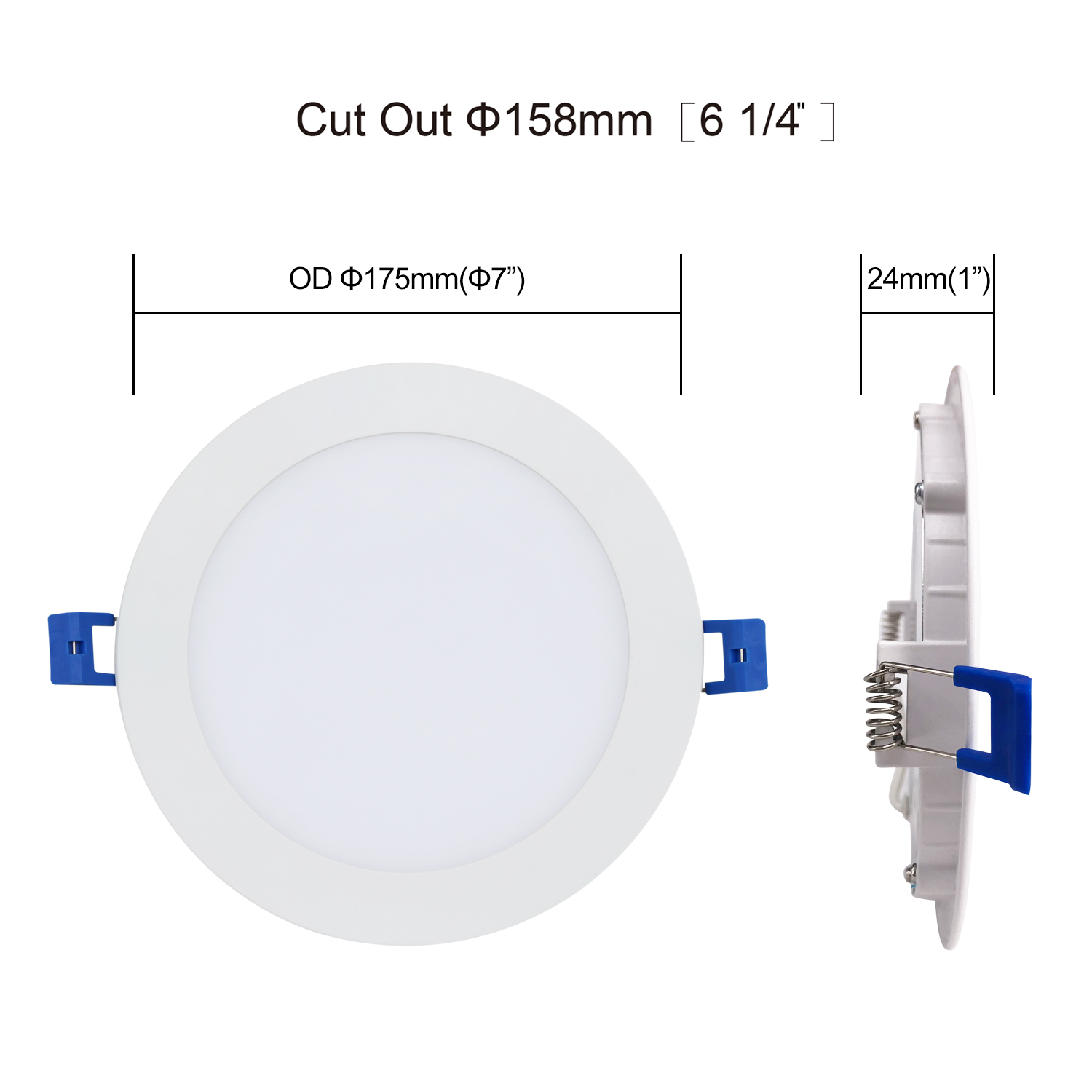 QPLUS 4 Inch Dimmable 10 Watts Slim Panel Ultra Thin Recessed LED Pot Light/Down Light 5000K Day Light, 24 Pack 
